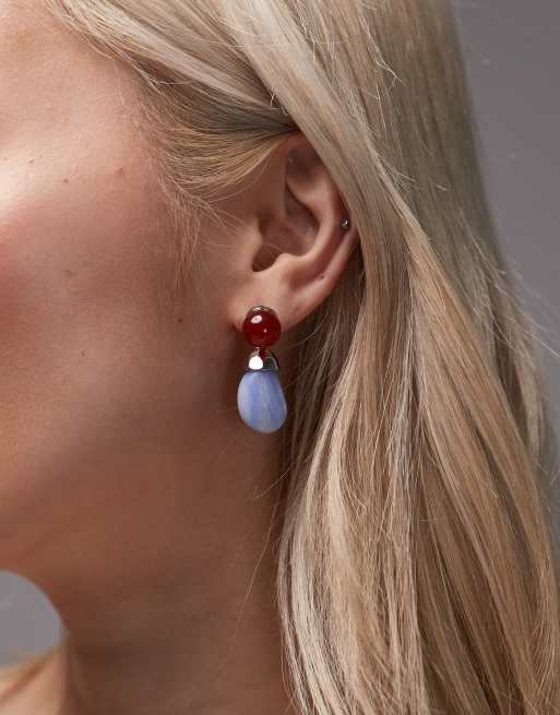 Topshop - Blaze - Ørestikker med dråbedesign i rød og blå