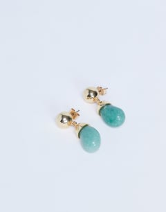 Blaze stud earrings with drop design in gold and green