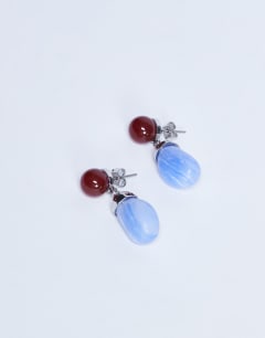 Blaze stud earrings with drop design in red & blue