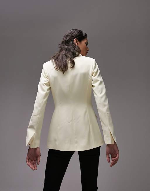 Topshop - Blazer ajusté à boutonnage simple - Babeurre, 2 de 4