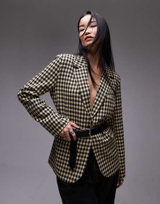 Topshop - Blazer ajusté à carreaux - Multicolore