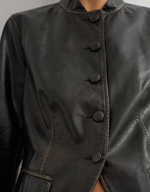 Topshop blazer boutonné délavé noir, 4 de 4