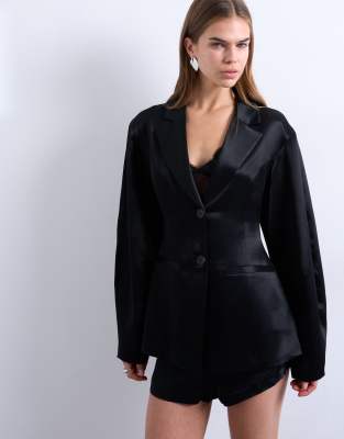 Blazer cintré en satin - Noir 40