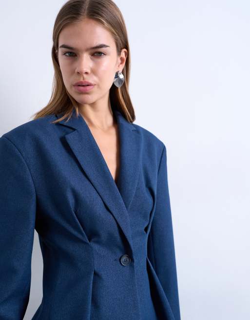 Topshop - Blazer d'ensemble à taille cintrée - Bleu marine, 3 de 4