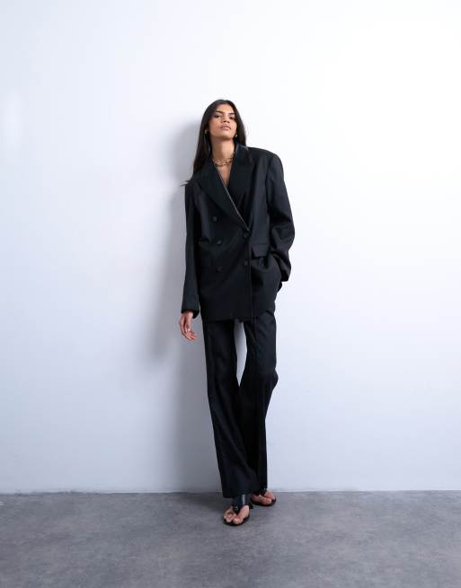 Topshop - Blazer d'ensemble de smoking croisé avec 6 boutons à l'avant - Noir, 2 de 4