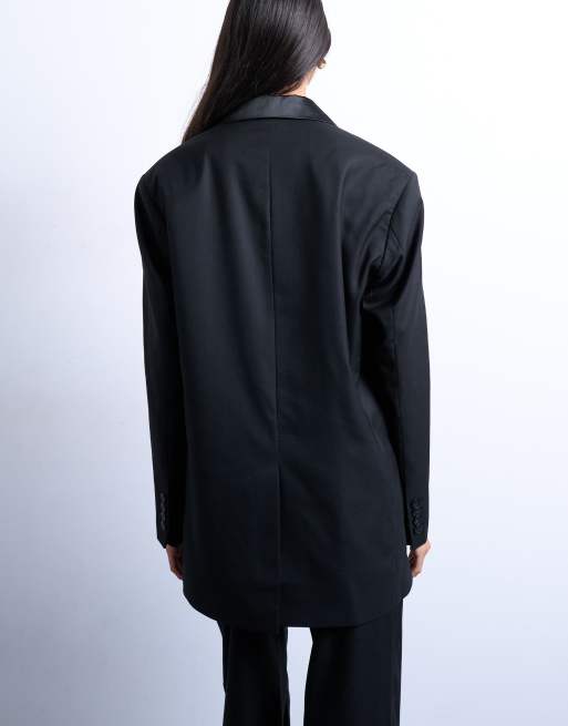 Topshop - Blazer d'ensemble de smoking croisé avec 6 boutons à l'avant - Noir, 4 de 4