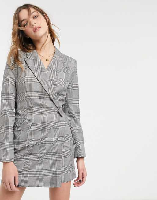 Grey check 2025 blazer dress