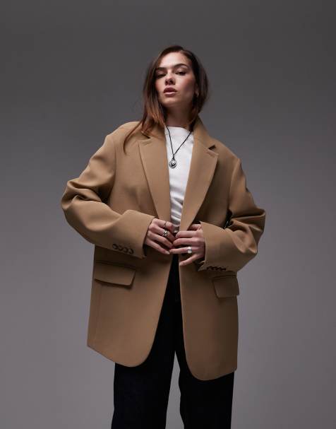 Topshop - Blazer extra largo oversize color tortora in coordinato - view 1