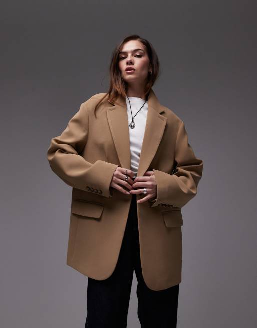 Topshop - Blazer extra largo oversize color tortora in coordinato