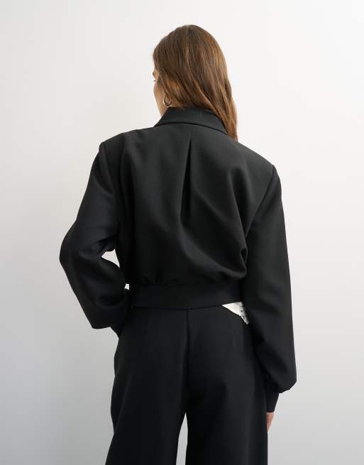 Topshop blazer formale con chiusura con zip nero, 4 di 4
