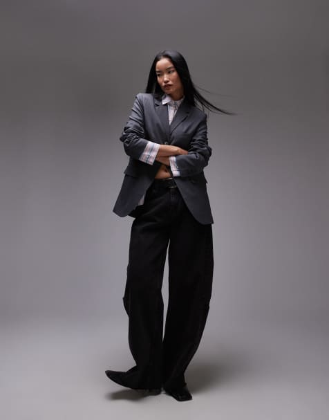 Topshop - Blazer habillé d'ensemble à bouton unique - Anthracite - view 1
