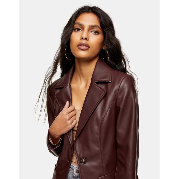 Blouson cuir bordeaux online femme