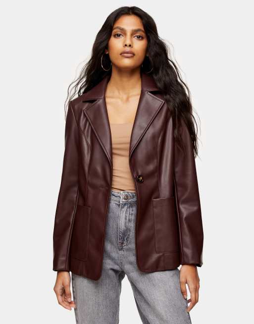 Veste cuir bordeaux femme hot sale