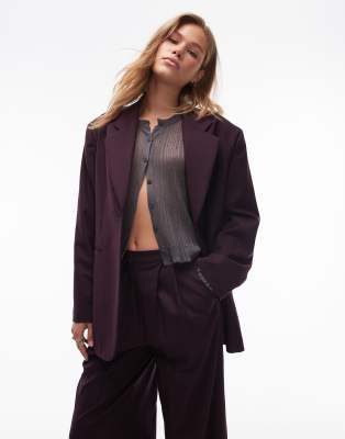 Topshop - Blazer in Burgunderrot, Kombiteil