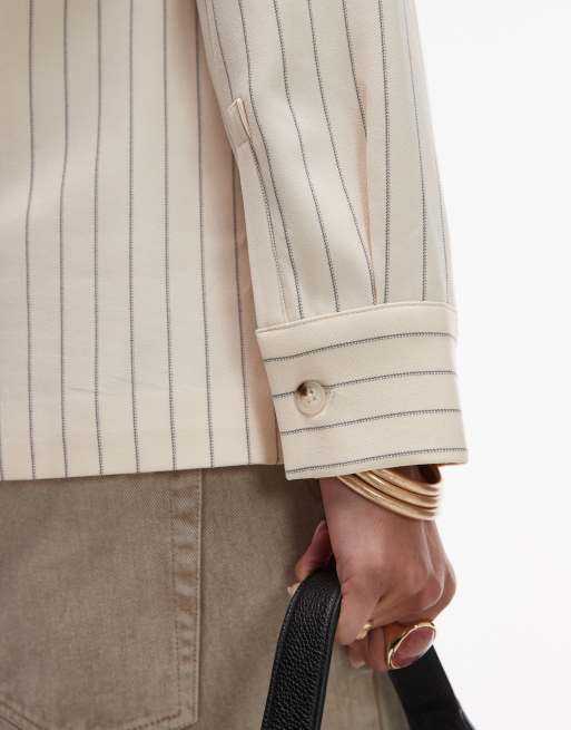 Topshop blazer in cream stripe, 2 of 4