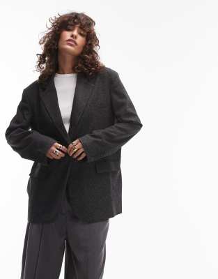 Topshop - Blazer in Grau mit klassischem Karomuster, Kombiteil