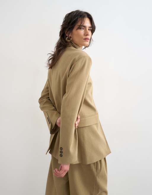 Topshop – Blazer in Steinbeige mit Stehkragen, 3 von 4