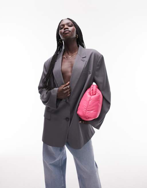 Topshop - Blazer leggero sartoriale grigio in coordinato