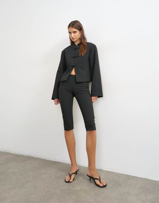 Topshop blazer met mandarijnkraag in zwart, 3 van 4