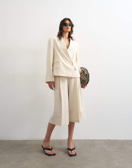 Topshop - Blazer met meerdere zakken in ecru, 4 van 4