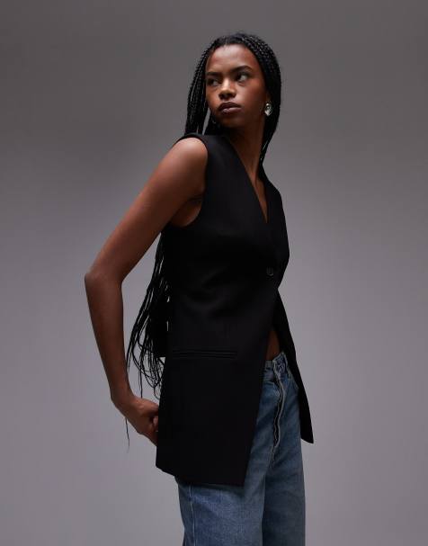 Topshop - Blazer sans manches à dos ouvert - Noir - view 1