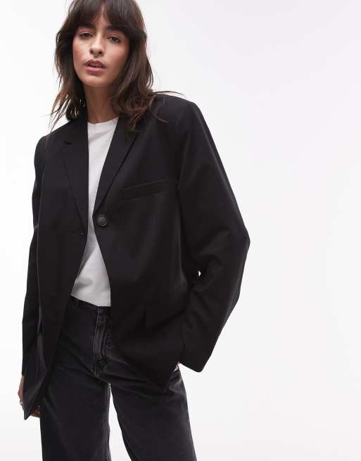 Topshop - Blazer sartoriale monopetto nero con bottone, 2 di 4