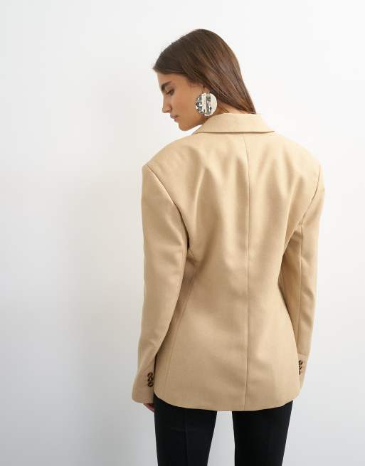 Topshop - Blazer super stretto in vita beige, 4 di 4