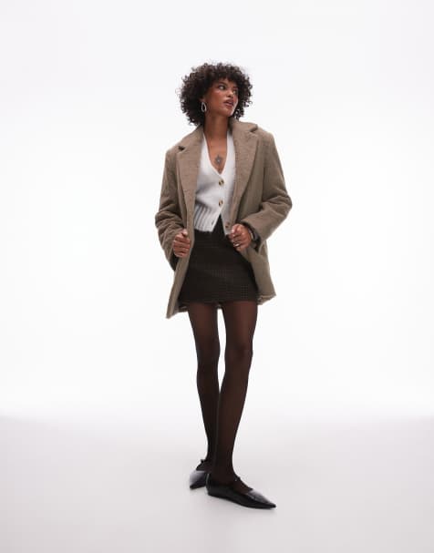 Topshop - Blazer ultra oversize brossé - Gris - view 1