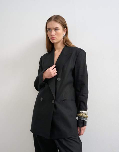 Topshop - Blazer van linnen in zwart - view 1