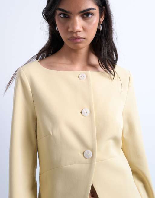 Topshop – Blazeroberteil in Buttermilchgelb mit Ziernaht, 4 von 4