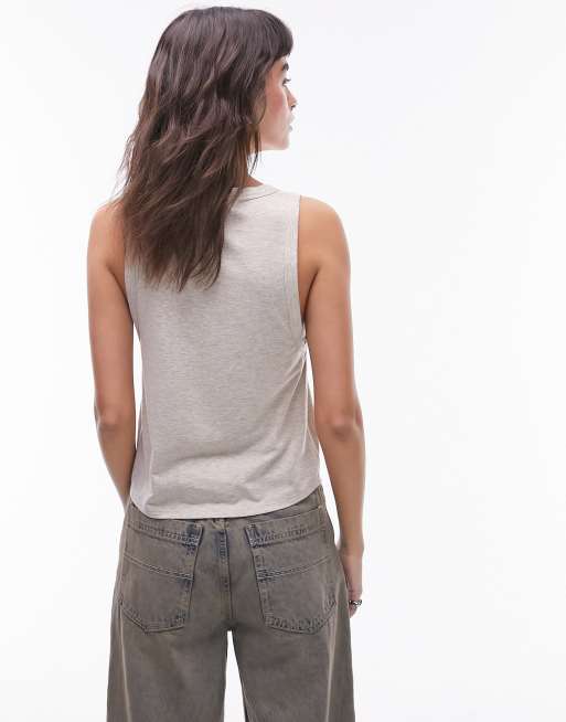 Topshop - Blød, løstsiddende tanktop i beige, 2 af 4
