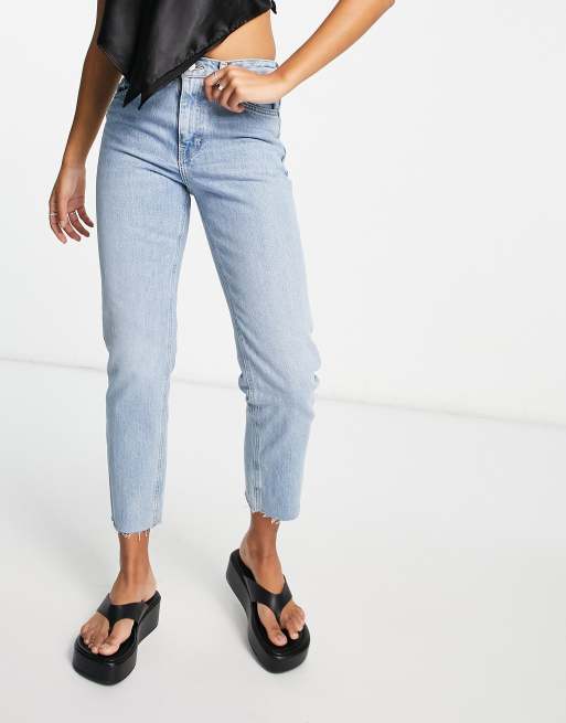 Topshop - Blegede blå cropped jeans med mellemhøj talje og lige ben, 3 af 4