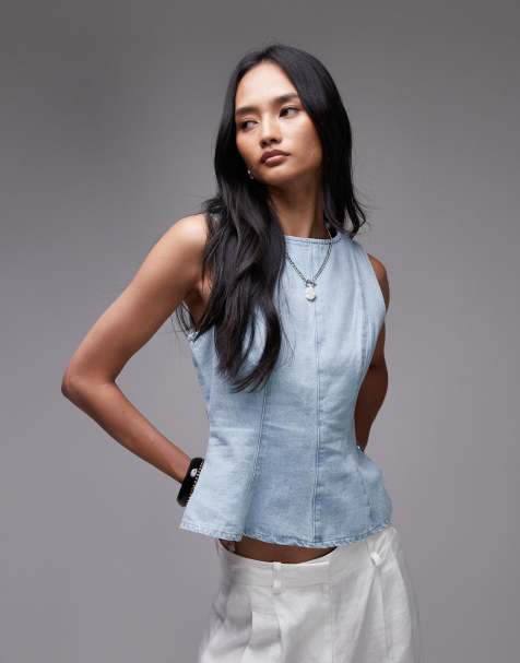 Topshop - Bleget peplum-top i denim - view 1