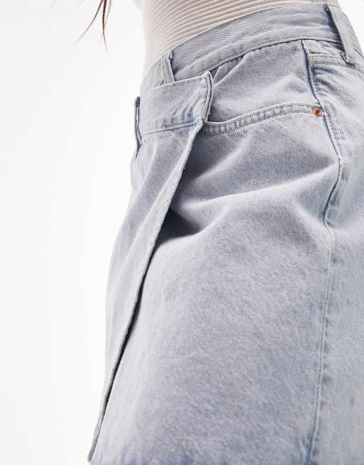 Topshop - Bleget slå-om-nederdel i denim, 4 af 4