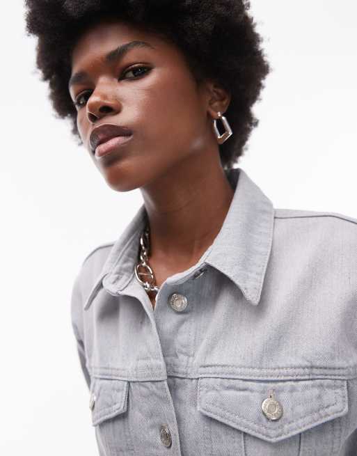 Topshop – Blekblå skjorta i denim med indragen midja, 3 av 4