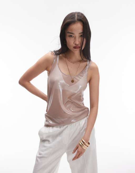 Topshop – Blekrosa, metalliskt och skirt linne
