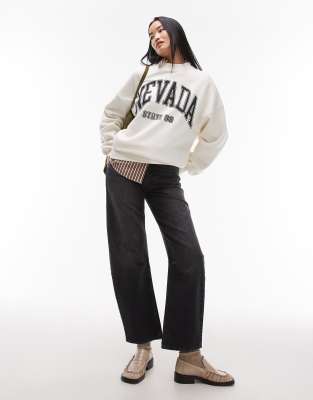 Topshop – Bleksvarta jeans med medelhög midja och barrelben - view 1