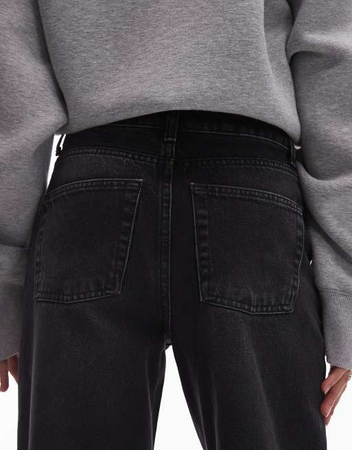 Topshop – Bleksvarta jeans med vida ben och medelhög midja, 4 av 5
