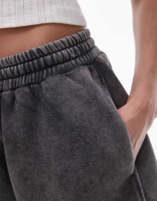 Topshop – Bleksvarta, stentvättade mjukisshorts, 5 av 5