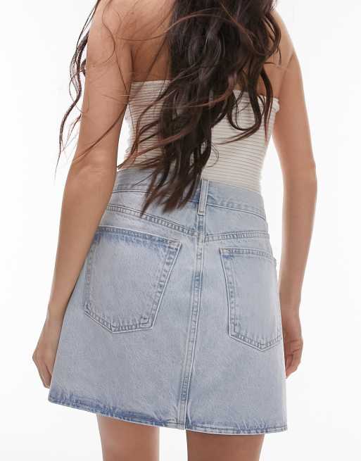 Topshop – Blekt jeanskjol med omlottdesign, 3 av 4