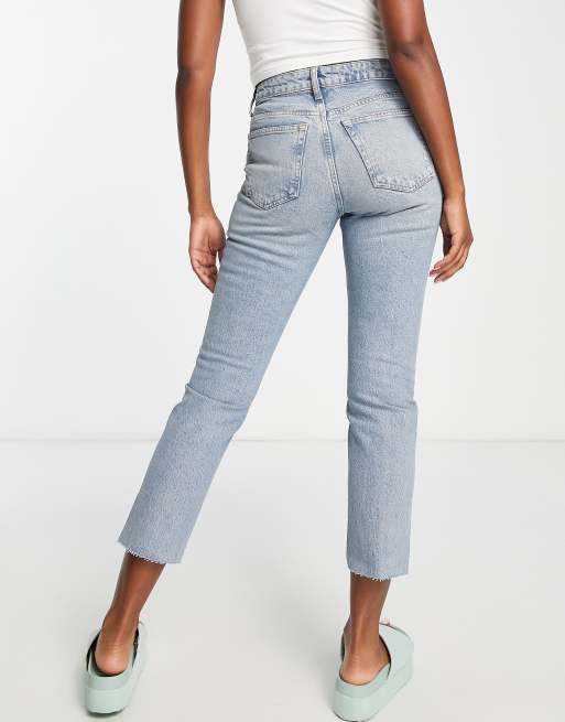 Topshop – Blekta, ankellånga, raka jeans med medelhög midja och råskuren fåll, 2 av 4