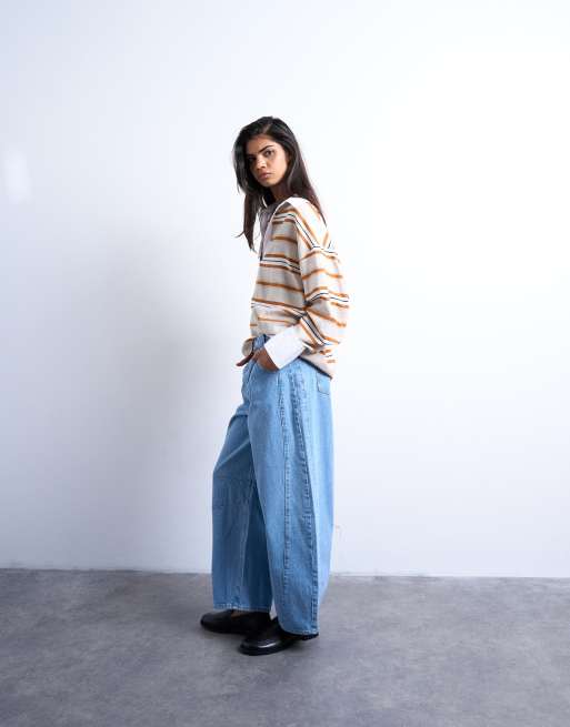 Topshop – Blekta jeans med medelhög midja, sidopanel och barrelben, 3 av 7