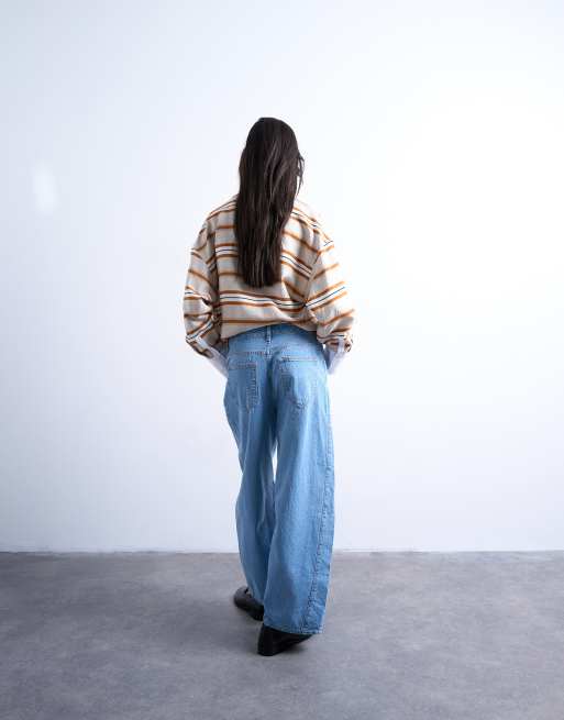 Topshop – Blekta jeans med medelhög midja, sidopanel och barrelben, 5 av 7