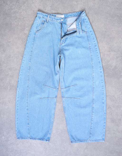 Topshop – Blekta jeans med medelhög midja, sidopanel och barrelben, 6 av 7