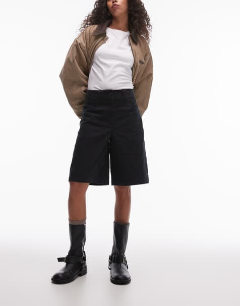 Topshop - Blækblå mellemlange shorts i fløjl - view 1