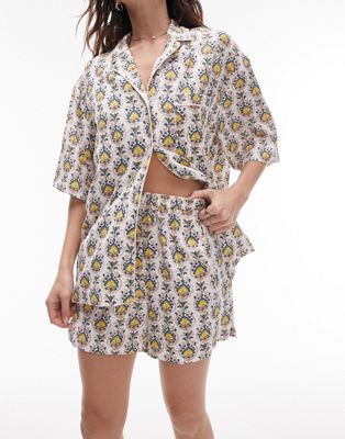 Topshop block print shirt and short pyjama set in multi