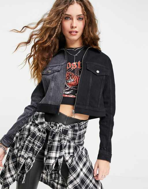Topshop – Blockfärgad jeansjacka 