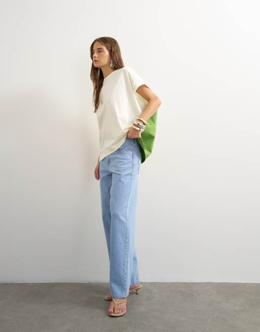 Topshop blockfärgat oversized linne i grönt, 3 av 4