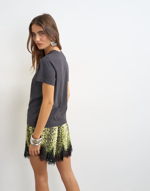 Topshop 'Blondie' grafisk klassisk t-shirt i kolgrå, 4 av 4