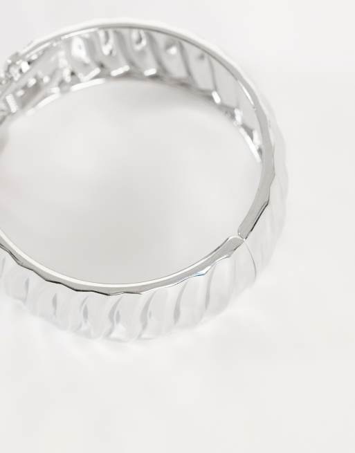 Topshop Blossom chunky bangle in silver, 2 of 3